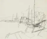 Boote bei Fehmarn by Ernst Ludwig Kirchner, 1911, Pencil drawing, sold Jun 2007
