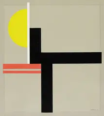 Komposition mit gelber Halbscheibe by Walter Dexel, 1926, Gouache, sold Jun 2007