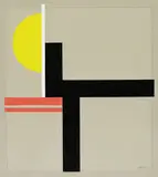 Walter Dexel, Komposition mit gelber Halbscheibe, 1926, Gouache