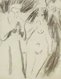Dodo und Fränzi by Ernst Ludwig Kirchner, 1910, Charcoal drawing, sold Jun 2007