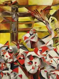 Curt Ehrhardt, Der Karneval unterm Kreuze, 1921, Oil
