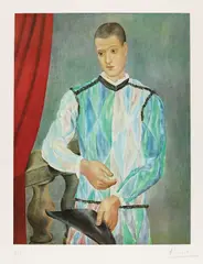 Harlequin by Pablo Picasso, 1966, Offset in colours, sold Jun 2007