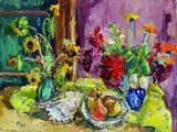Franz Frank, Blumen und Muschel, 1963, Oil on canvas