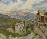 Ankommender Besuch auf der Bergstation by Otto Modersohn, 1933, Oil, sold Jun 2007