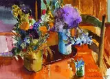 Bruno Müller-Linow, Blumenstillleben, 1985, Watercolour