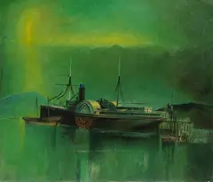 T. Lux Feininger, The Pacific Steamer "Nebraska", 1946, Oil on canvas