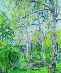 Franz Frank, Birken im Mai, 1954, Oil on canvas