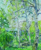 Franz Frank, Birken im Mai, 1954, Oil on canvas