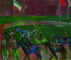 Pferderennen by Karoline Wittmann, 1960, Oil on canvas, sold Jun 2007