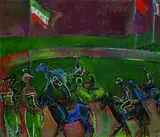 Karoline Wittmann, Pferderennen, 1960, Oil on canvas