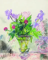 Ernst Hassebrauk, Blumen in Vase, 1965, Pastel
