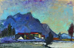 Otto Dünkelsbühler, Tauwetter in den bayrischen Voralpen, 1954, Oil on paper