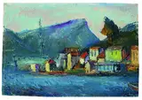 Otto Dünkelsbühler, Kriegsschiff vor St. Mandrier, 1966, Oil on paper
