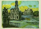 Otto Dix, Hofkirche in Dresden, 1955, Lithograph in colours