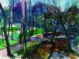 Bruno Müller-Linow, März im Herrngarten, 1969, Watercolour