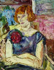 Ernst Hassebrauk, Inge in blauem Kleid, 1958, Oil on canvas
