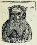 Otto Dix, Einäugiger Bauer, 1948, Lithograph