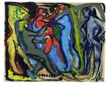 Wilhelm Hillern-Flinsch, Frauen zueinander, 1953, Mixed media