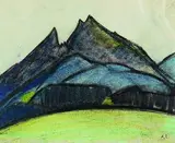 Käthe Loewenthal, Blaue Berge, 1920, Oil crayon