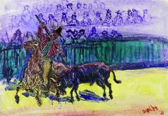 Leo von Welden, Stierkampf, 1966, Mixed media