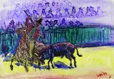 Leo von Welden, Stierkampf, 1966, Mixed media
