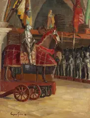 In der Rüstkammer by Eugen Spiro, 1919, Oil on canvas, sold Jun 2007