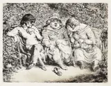 A. Paul Weber, 2 Bll.: Lizenzen. Sanatoriumsgespräche (I), 1966, Lithograph