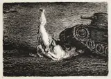 A. Paul Weber, 5 Bll.: Die alten Fahnen. Dünger (2). Der General II. Der Tank und das Pferd, 1954, Lithograph