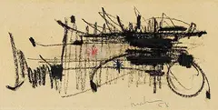 Georges Mathieu, Komposition, 1958, Chalk drawing