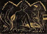 Otto Mueller, Knabe zwischen Blattpflanzen (Knabe im Schilf), 1912, Woodcut