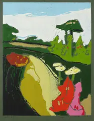 Der Garten by Klaus Fußmann, 1991, Linocut in colours, sold May 2007