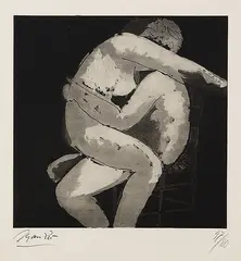 Giacomo Manzù, Liebespaar (Amanti), 1970, Aquatint