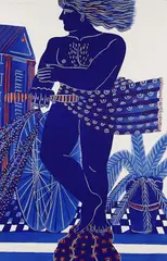 Alexandre Alecos Fassianos, Bicycliste, 1980, Lithograph in colours