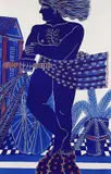 Alexandre Alecos Fassianos, Bicycliste, 1980, Lithograph in colours