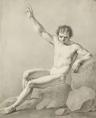 Joseph Schwachhofer, Akademischer Männerakt, 1809, Pencil drawing