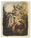 Alfred Kubin, Einmal fand Ali eine junge Rappenstute, 1932, Lithograph