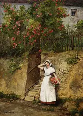 Hans Bartolo Brand, Blumenmädchen, 1918, Oil on panel