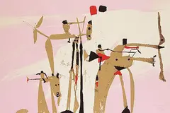Heimrad Prem, Komposition mit Reitern, 1973, Silkscreen in colours