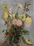 Emile Lahner, Stillleben mit Dahlien, 1930, Oil on canvas