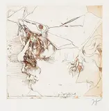 Horst Janssen, Selbstbildnis "Gruß der Griffelkunst"