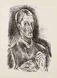 Oskar Kokoschka, Selbstbildnis (Brustbild mit Zeichenstift)