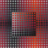 Ohne Titel by Victor Vasarely, Farbserigrafie auf Karton, sold May 2007