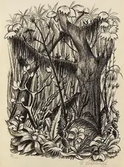 Georg Schrimpf, Südlicher Garten, 1921, Lithograph