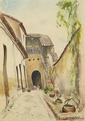 Cecilio Guzmán de Rojas, Calle Junin, 1934, Watercolour