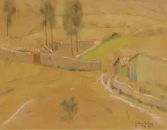 Cecilio Guzmán de Rojas, Landschaft mit Bäumen, 1937, Pastel