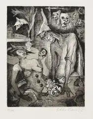 Otto Lais, Le marchand des masques, 1927, Drypoint