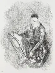 Rudolf Belling, 2 Bll.: Komposition (Entwurf für Metallplatten und Draht). Figur, 1967, Lithograph