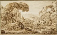 Franz Innocenz Josef Kobell, Klassische Ideallandschaft mit Figurenstaffage, 1800, Pen and India ink