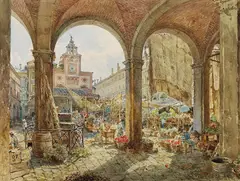 Franz Alt, Venezianischer Platz, 1880, Watercolour