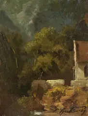 Waldkapelle by Carl Spitzweg, Oil on panel, sold Mar 2007